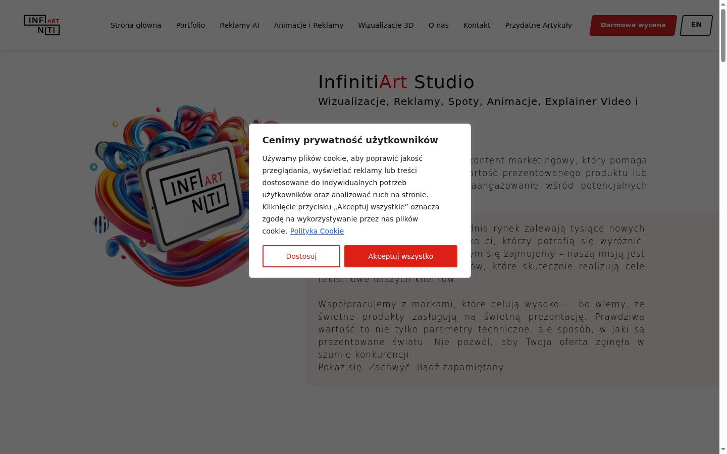 Captura de ecrã do banner de consentimento apresentado antes de qualquer interação