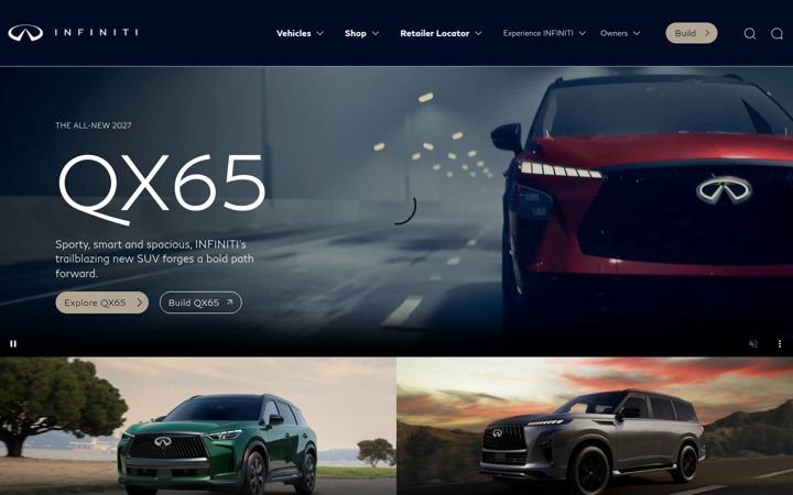 Екранна снимка на infinitiusa.com
