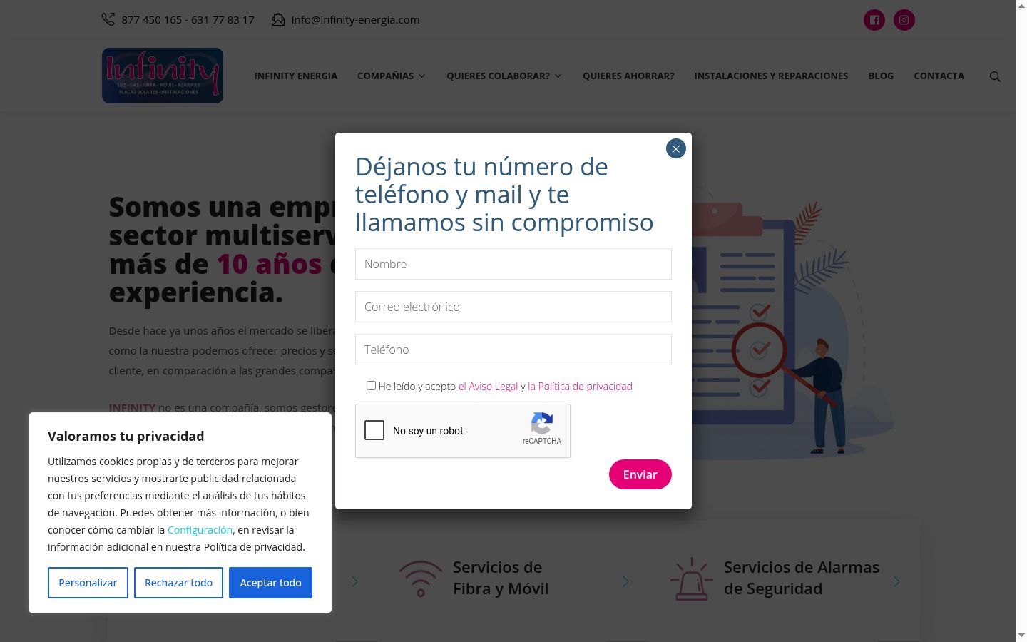 Captura de ecrã do banner de consentimento apresentado antes de qualquer interação