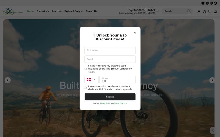 Screenshot of infinityebikes.co.uk