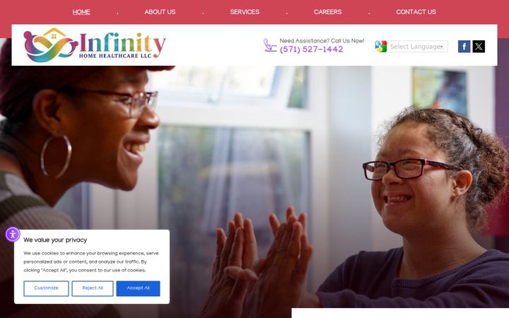 Screenshot of infinityhomehealthllc.com