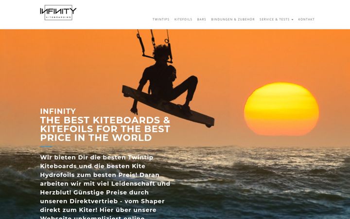Screenshot of infinitykiteboarding.com