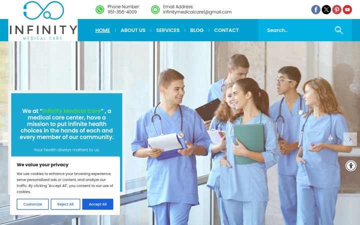 Screenshot of infinitymedicalcare.com