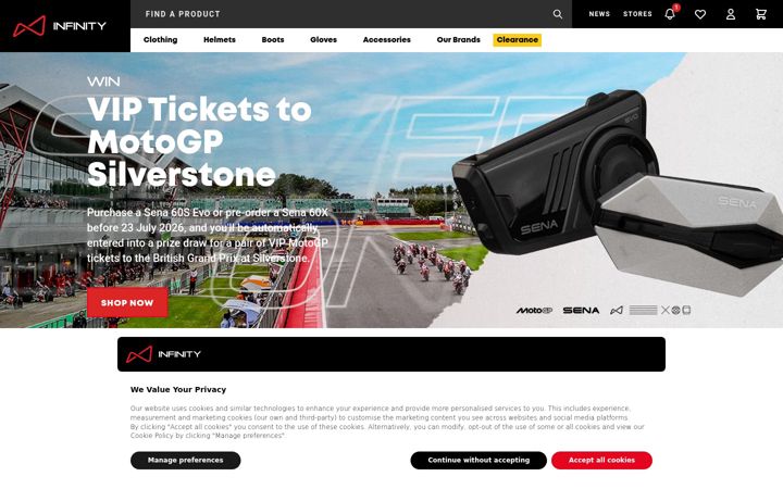 Screenshot of infinitymotorcycles.com