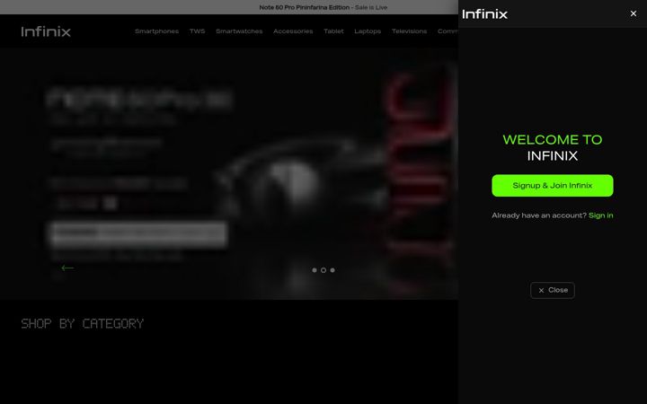 Screenshot of infinixmobiles.in
