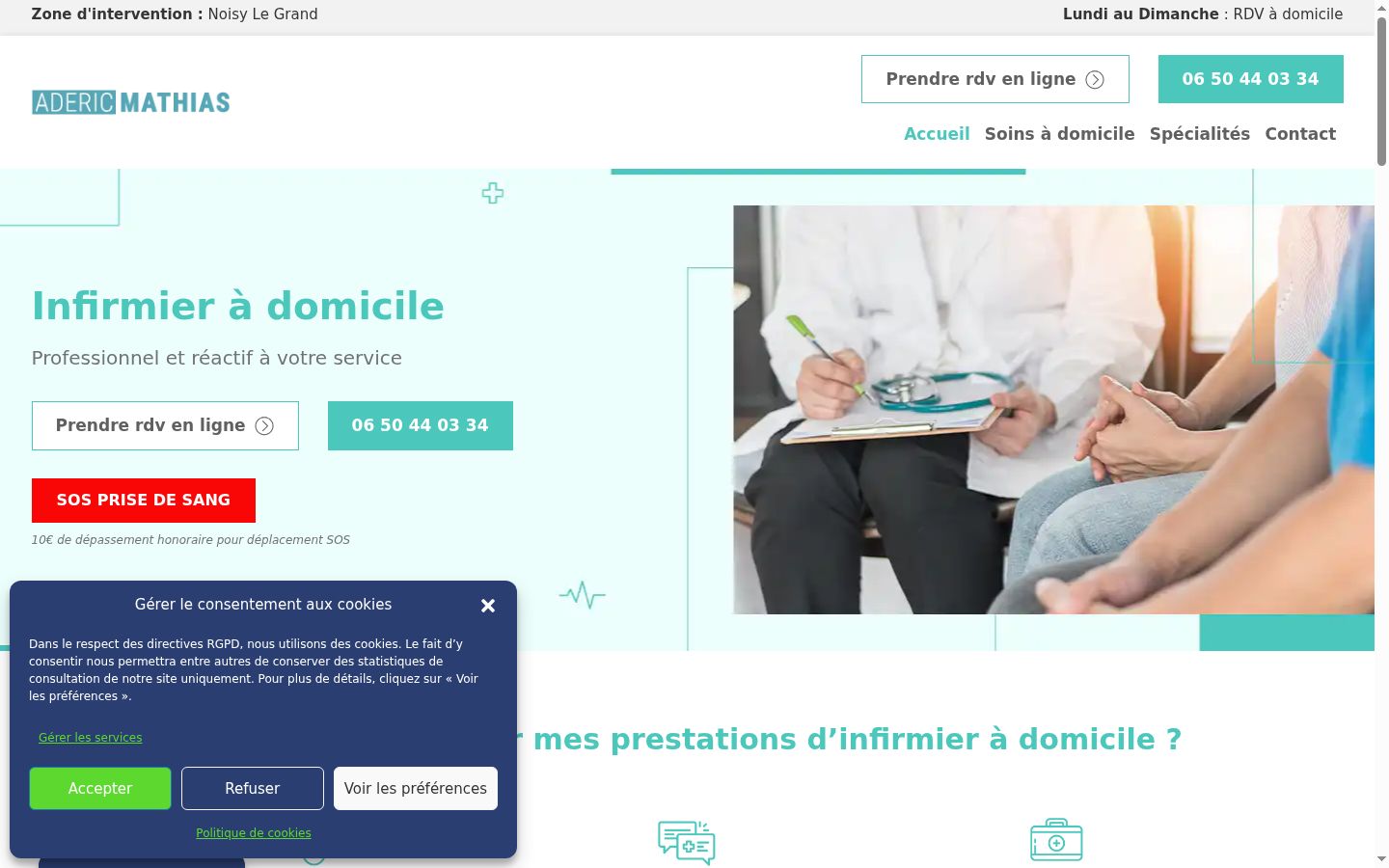 Capture d'écran de la bannière de consentement affichée avant toute interaction