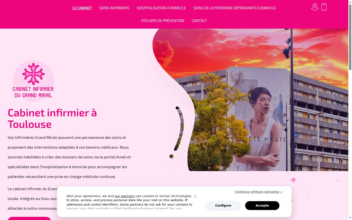 Captura de ecrã do banner de consentimento apresentado antes de qualquer interação