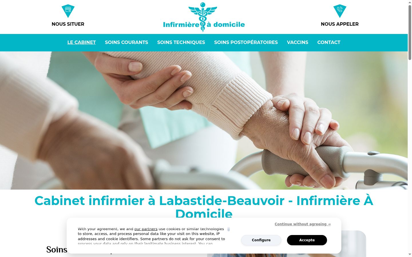 Captura de ecrã do banner de consentimento apresentado antes de qualquer interação