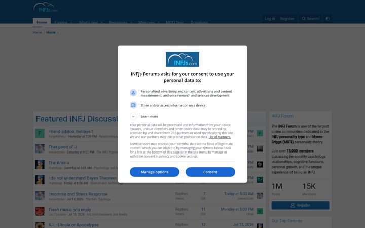 Screenshot di infjs.com