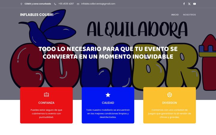 Screenshot of inflablesyalquiladoracolibri.com