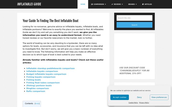 Screenshot of inflatablesguide.com