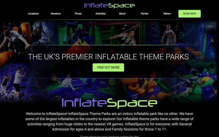 Screenshot of inflatespace.co.uk