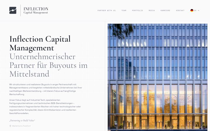 Screenshot of inflection-investments.com