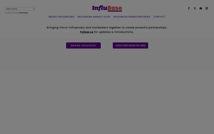 Screenshot of influbase.com