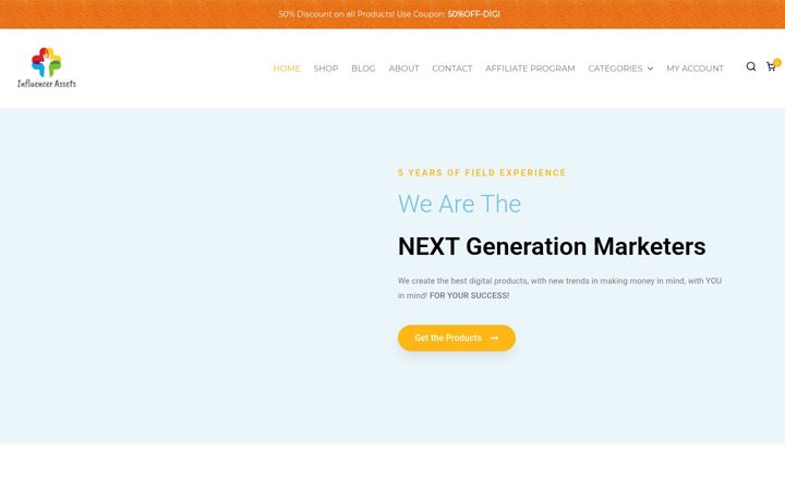 Screenshot of influencerassets.com