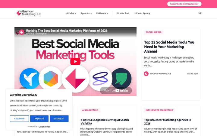 Képernyőkép: influencermarketinghub.com