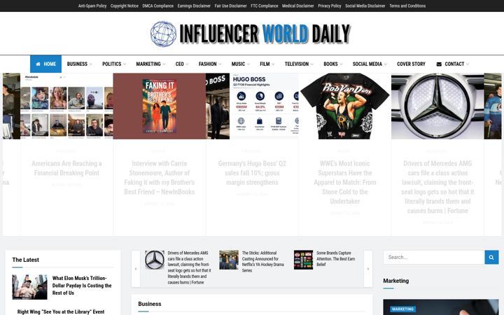 Screenshot of influencerworlddaily.com