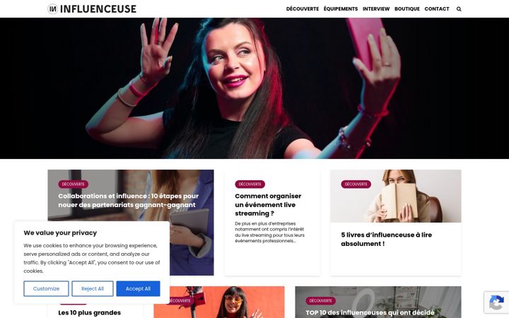 Screenshot of influenceuse.fr