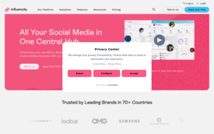 Screenshot of influencity.com