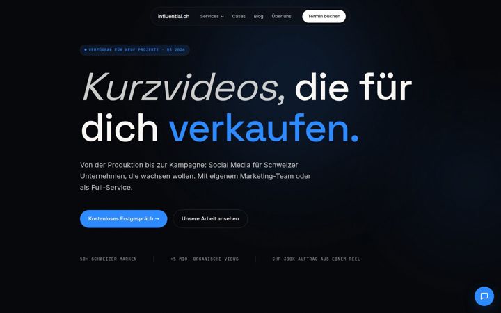 Screenshot of influential.ch