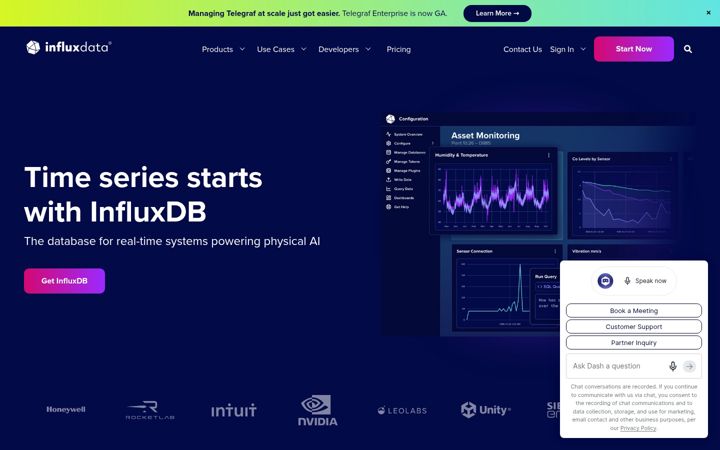 Zrzut ekranu influxdata.com