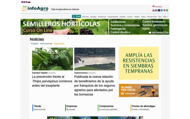 Snímek obrazovky infoagro.com