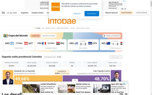 Screenshot of infobae.com