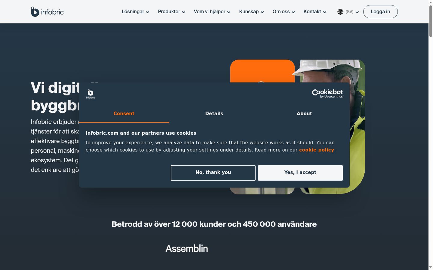 Screenshot del banner di consenso mostrato prima di qualsiasi interazione