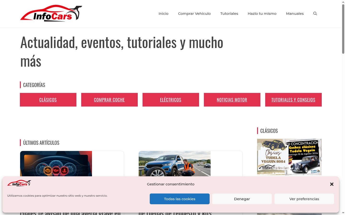 Captura de ecrã do banner de consentimento apresentado antes de qualquer interação