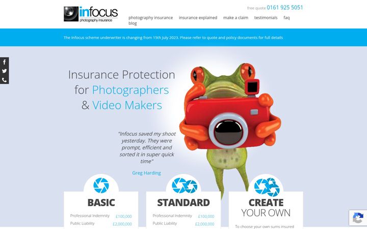 Screenshot of infocusinsurance.co.uk