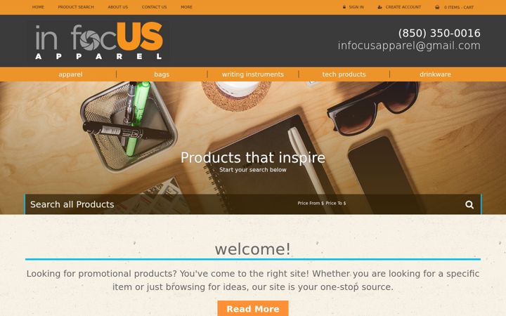 Screenshot of infocuspromotionalproducts.com