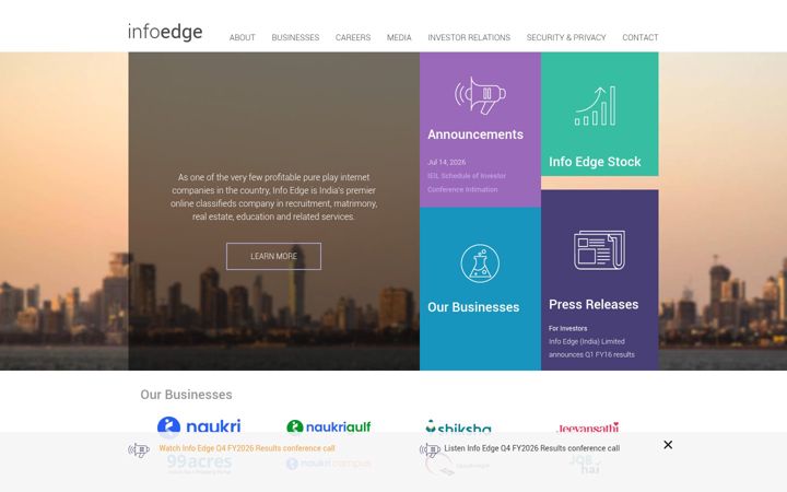 Screenshot of infoedgeindia.com