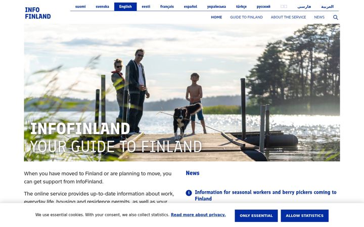 Screenshot of infofinland.fi
