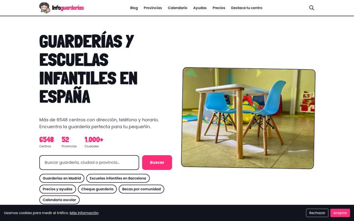 Screenshot of infoguarderias.com