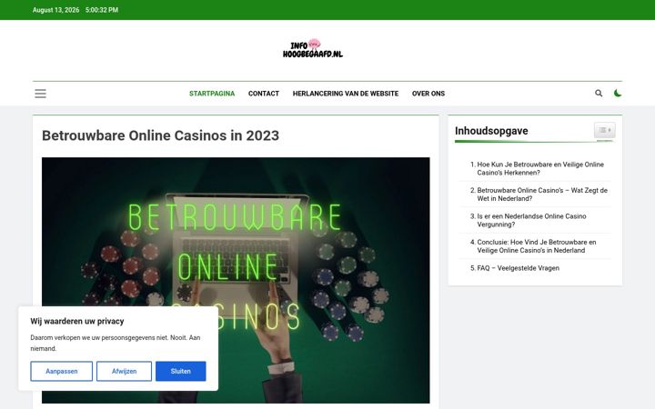 Screenshot of infohoogbegaafd.nl