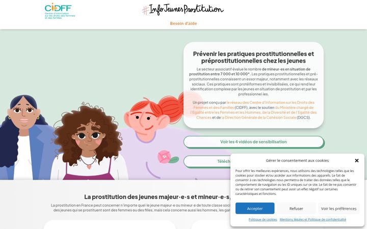 Screenshot of infojeunesprostitution.fr