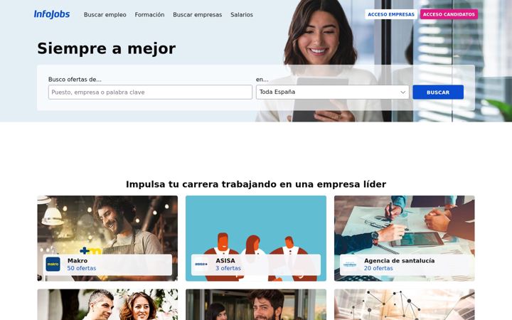 Екранна снимка на infojobs.net