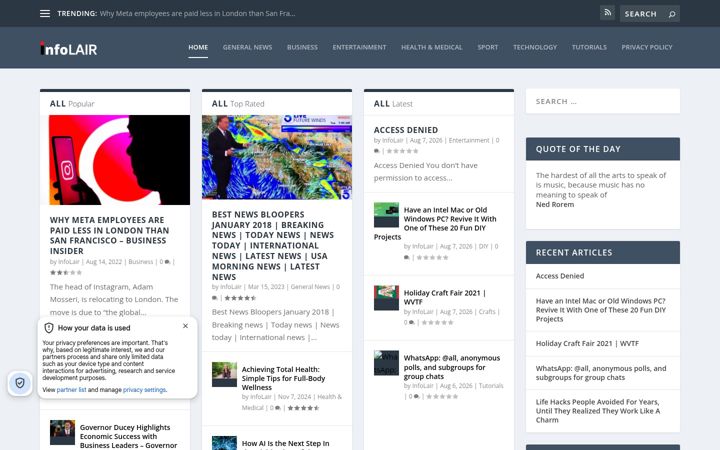 Screenshot of infolair.com