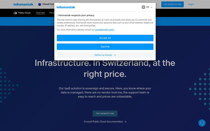 Screenshot of infomaniak.cloud
