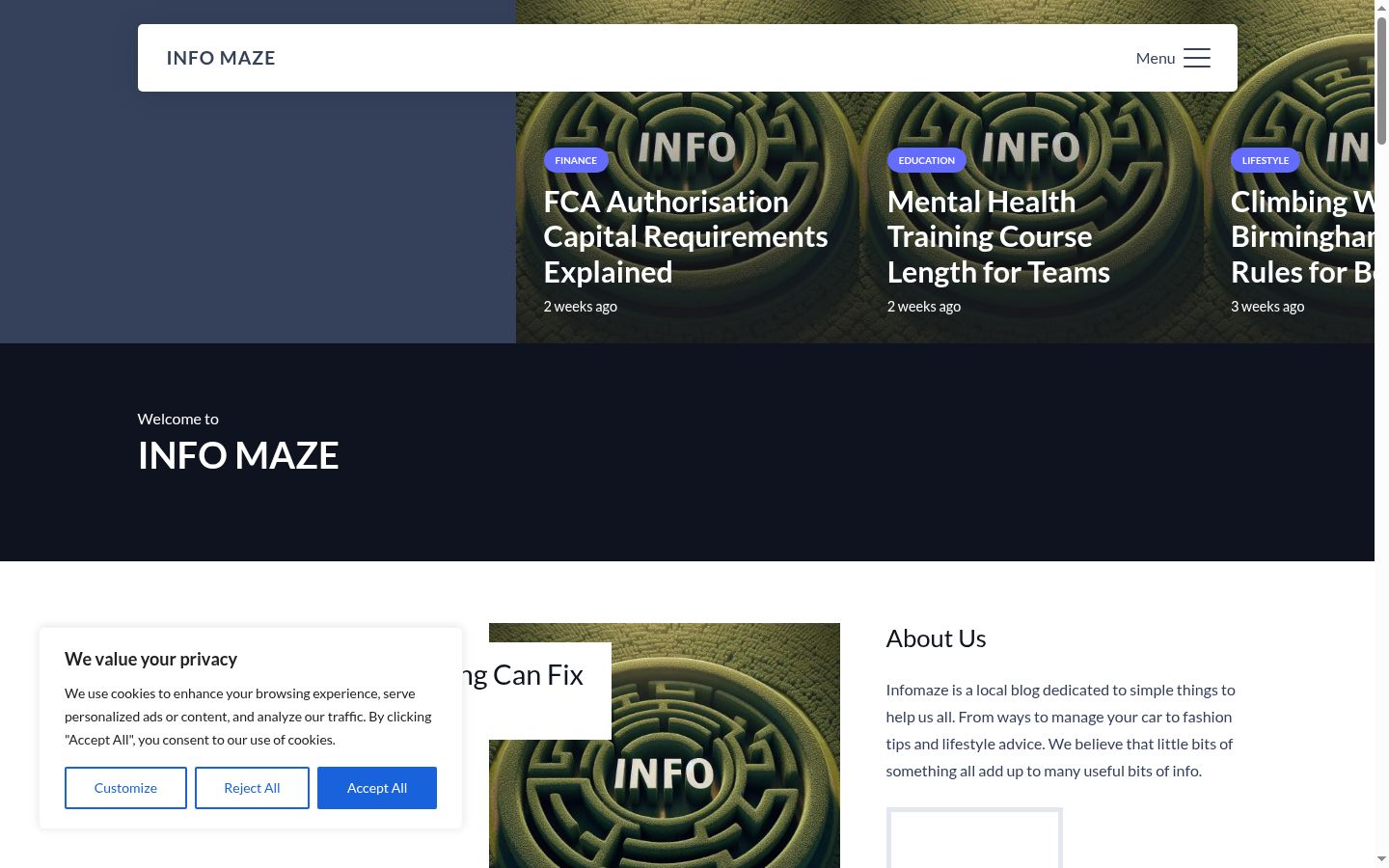 Screenshot of the consent banner shown before any interaction