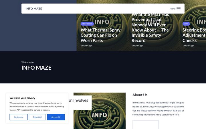 Screenshot of infomaze.co.uk