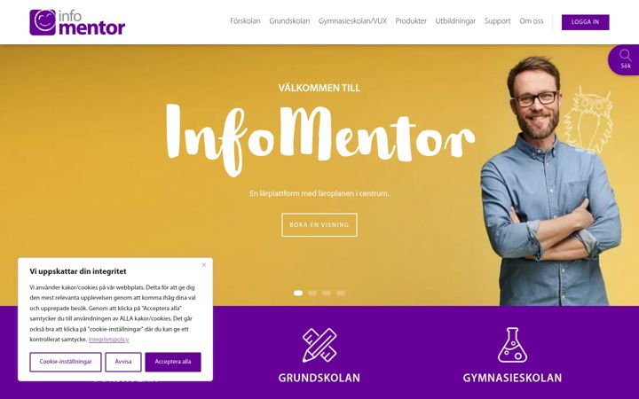 Screenshot of infomentor.se