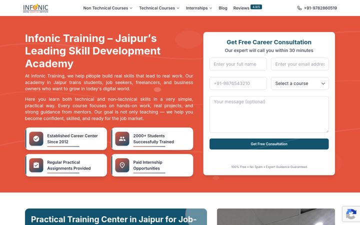 Screenshot of infonictraining.com