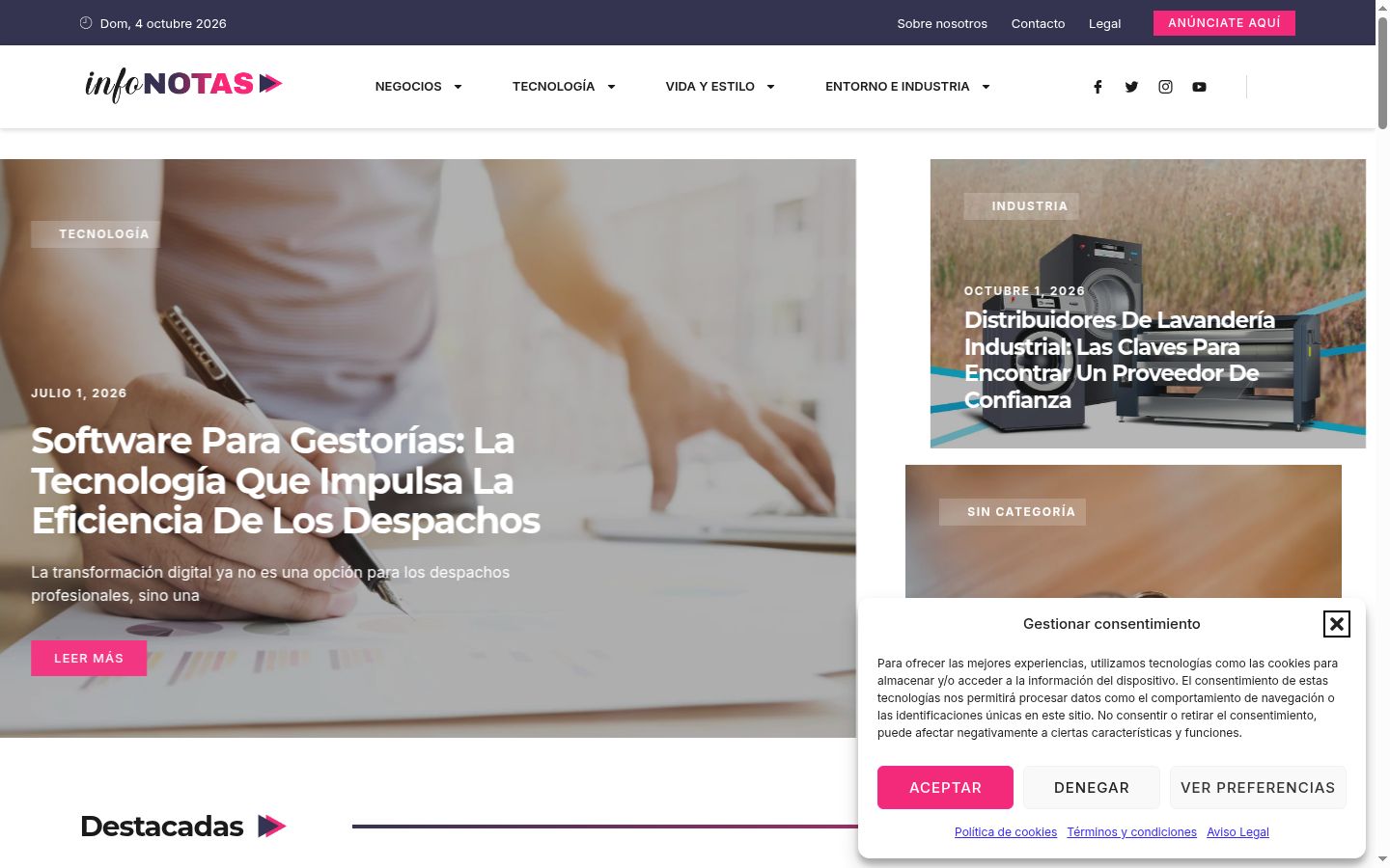 Screenshot del banner di consenso mostrato prima di qualsiasi interazione