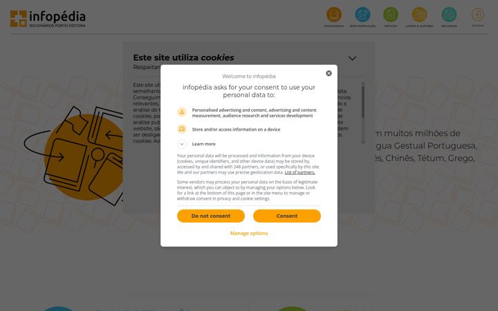 Screenshot of infopedia.pt