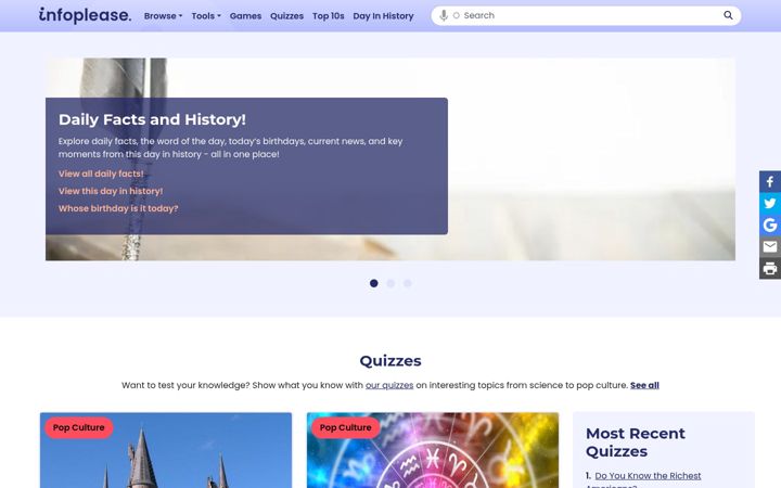 Képernyőkép: infoplease.com