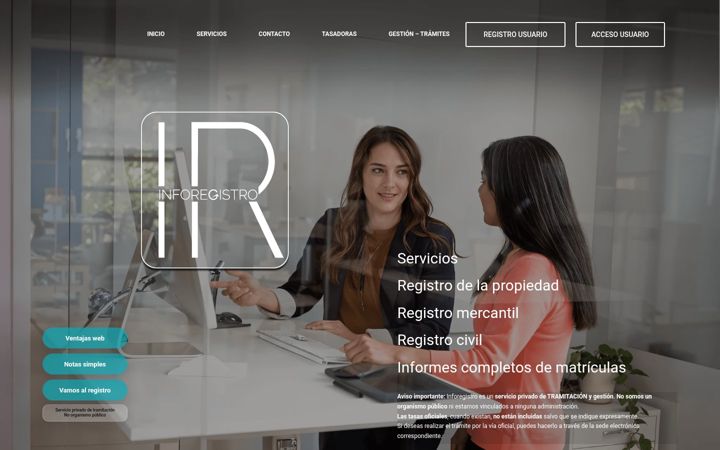 Screenshot of inforegistro.es