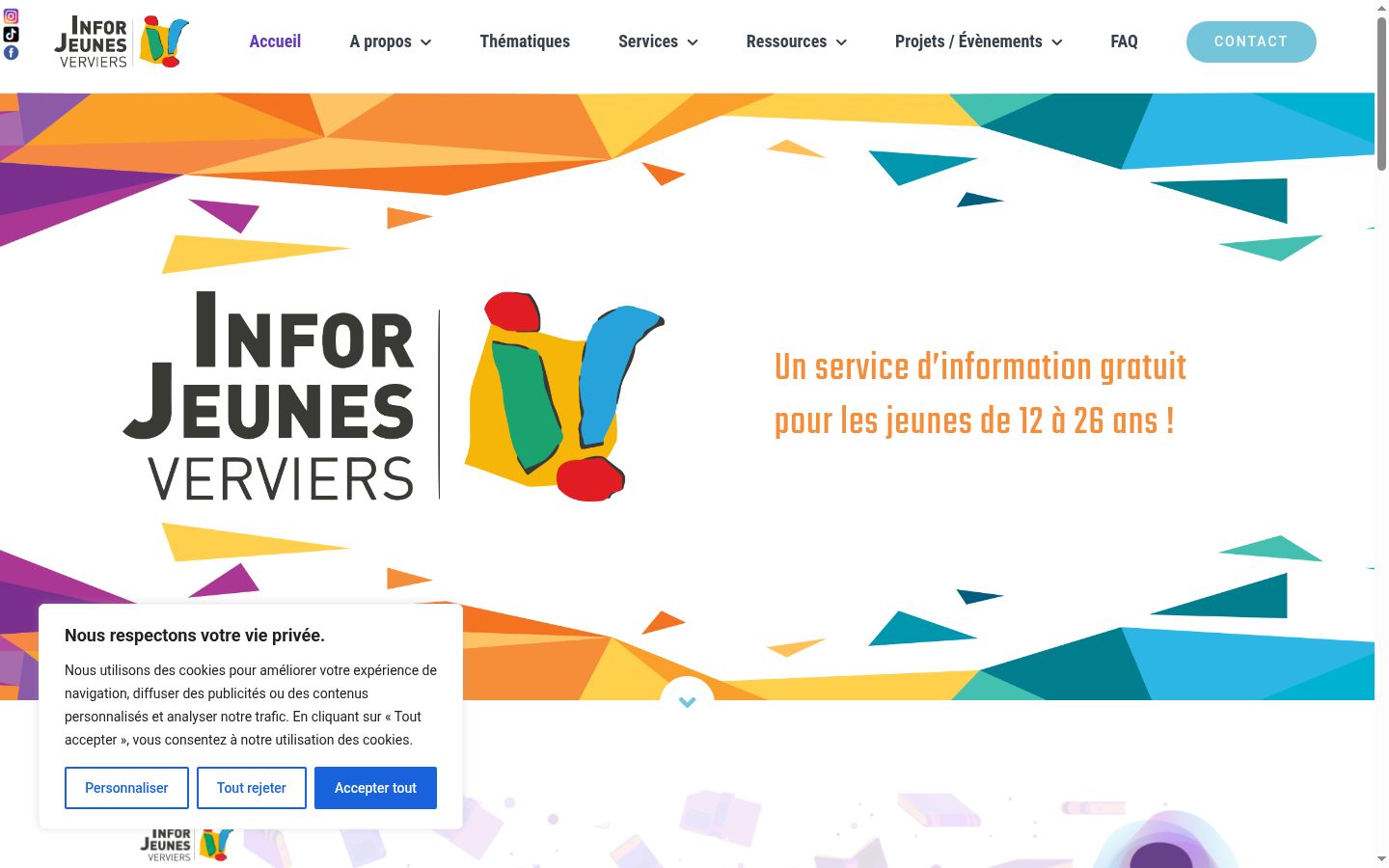 Capture d'écran de la bannière de consentement affichée avant toute interaction