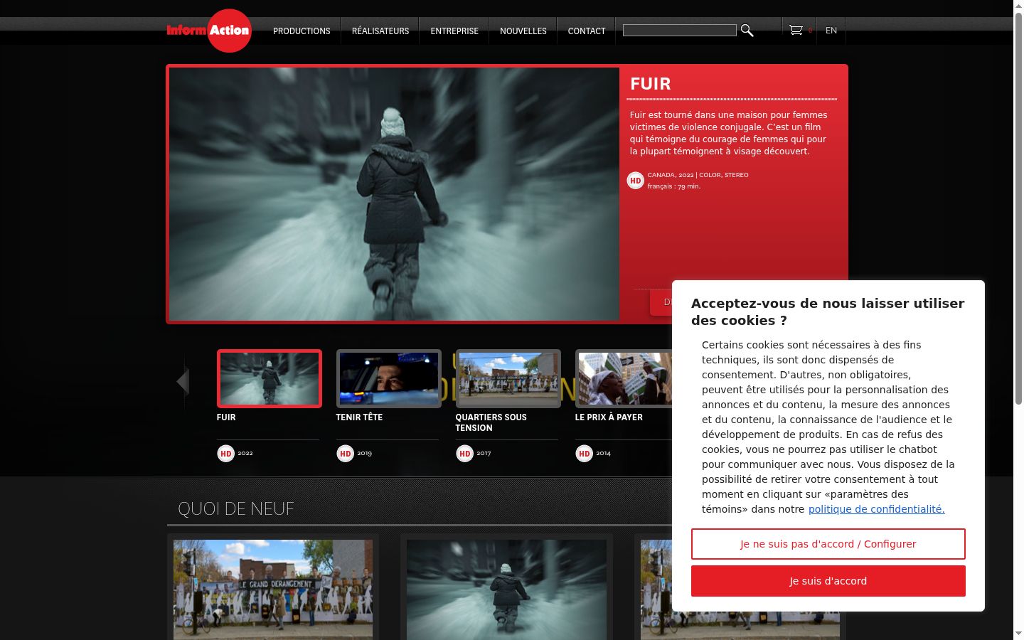 Sutikimo reklamjuostės, rodytos prieš bet kokią sąveiką, ekrano kopija