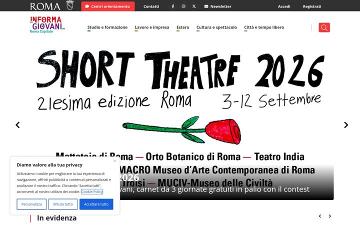 Screenshot of informagiovaniroma.it